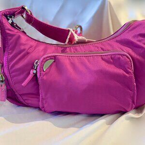 Y2K hot pink Francesco Biasia nylon shoulder bag